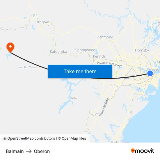 Balmain to Oberon map