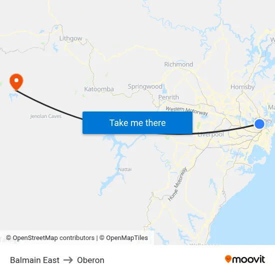Balmain East to Oberon map