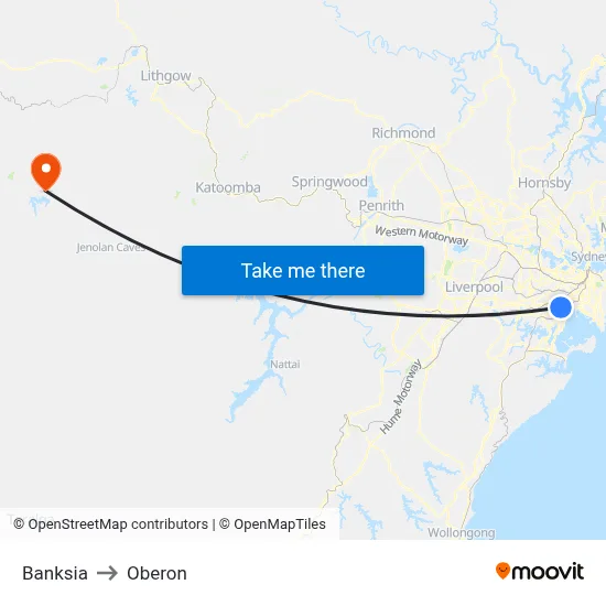 Banksia to Oberon map