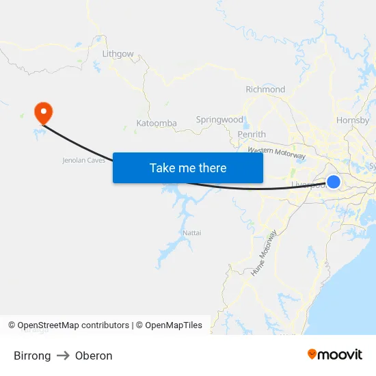 Birrong to Oberon map
