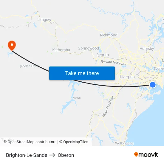Brighton-Le-Sands to Oberon map