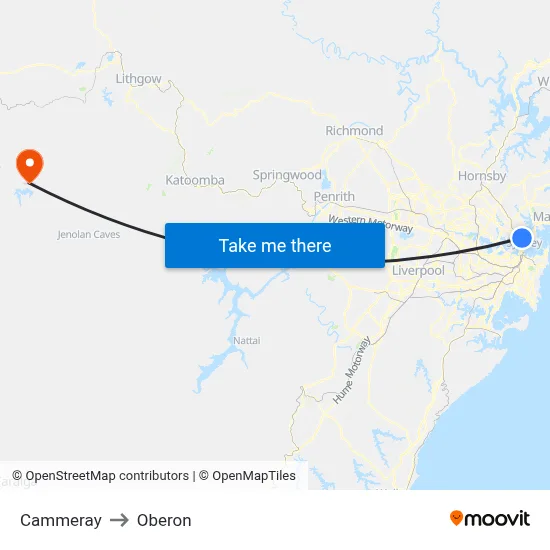 Cammeray to Oberon map