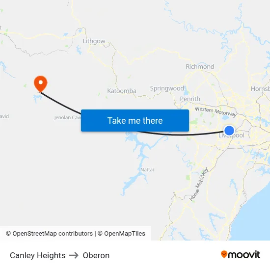 Canley Heights to Oberon map