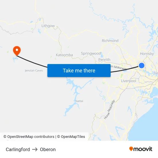 Carlingford to Oberon map