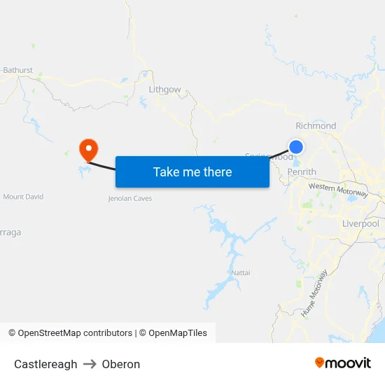 Castlereagh to Oberon map