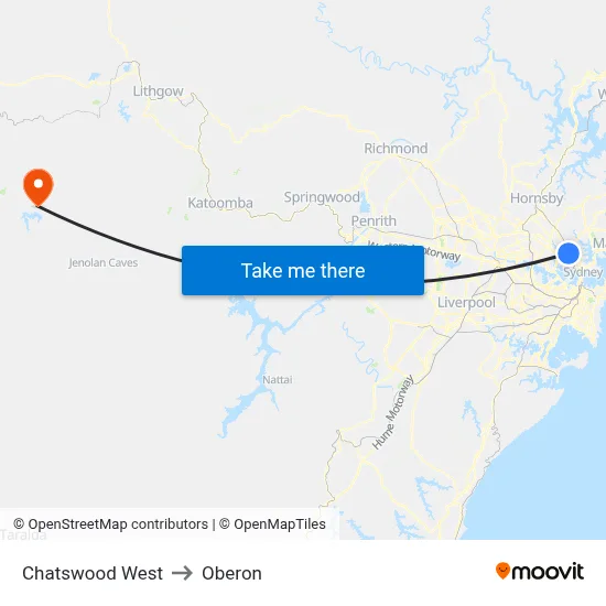 Chatswood West to Oberon map