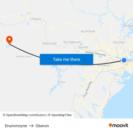 Drummoyne to Oberon map
