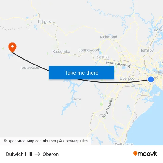 Dulwich Hill to Oberon map