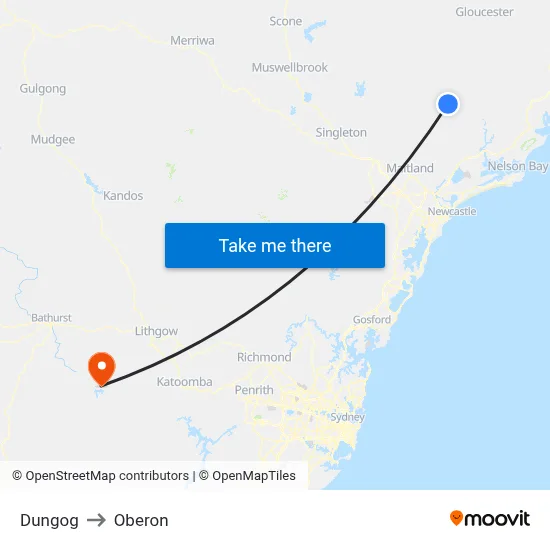 Dungog to Oberon map