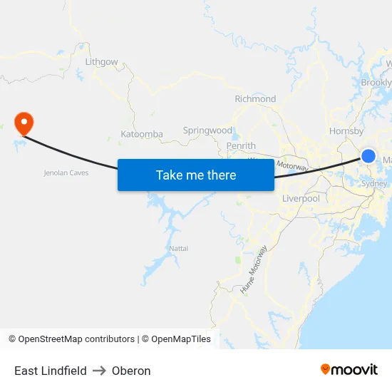 East Lindfield to Oberon map