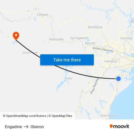 Engadine to Oberon map