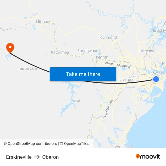 Erskineville to Oberon map