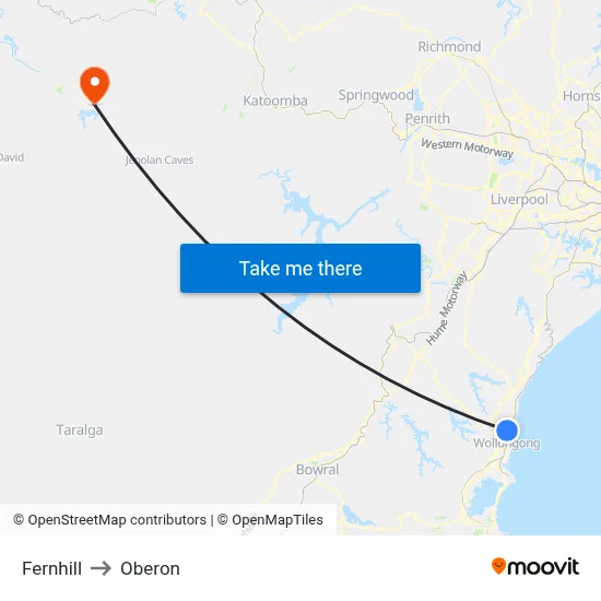 Fernhill to Oberon map