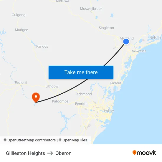 Gillieston Heights to Oberon map