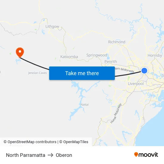 North Parramatta to Oberon map