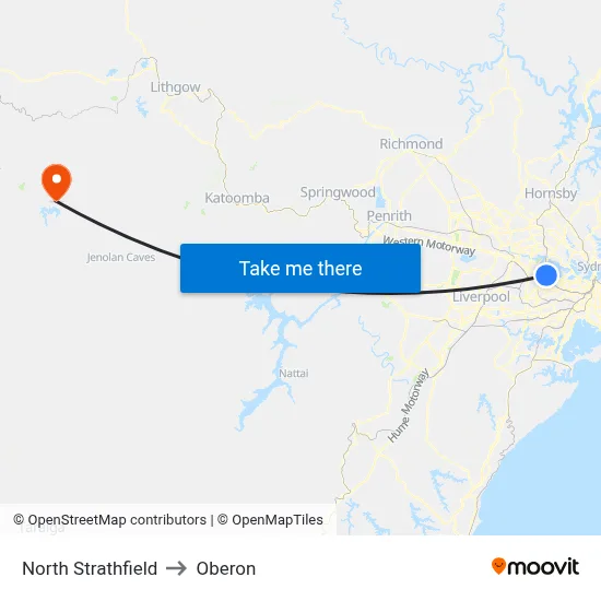 North Strathfield to Oberon map