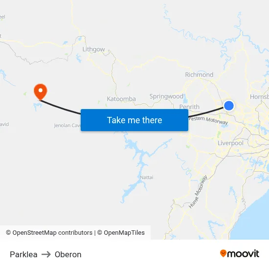 Parklea to Oberon map