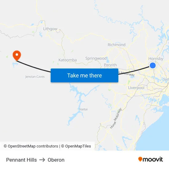 Pennant Hills to Oberon map
