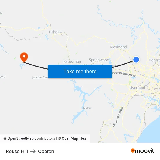 Rouse Hill to Oberon map