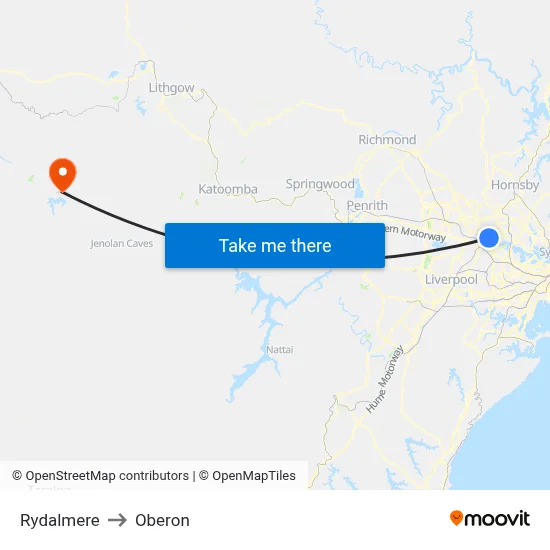 Rydalmere to Oberon map