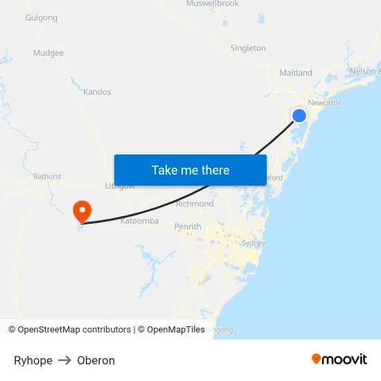Ryhope to Oberon map