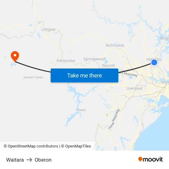 Waitara to Oberon map