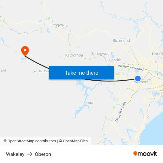 Wakeley to Oberon map