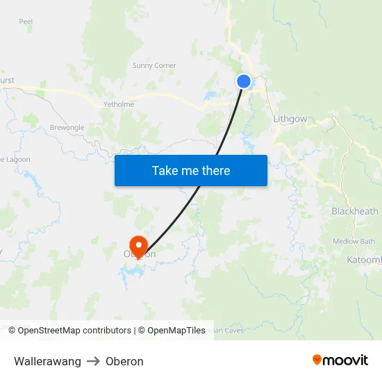 Wallerawang to Oberon map