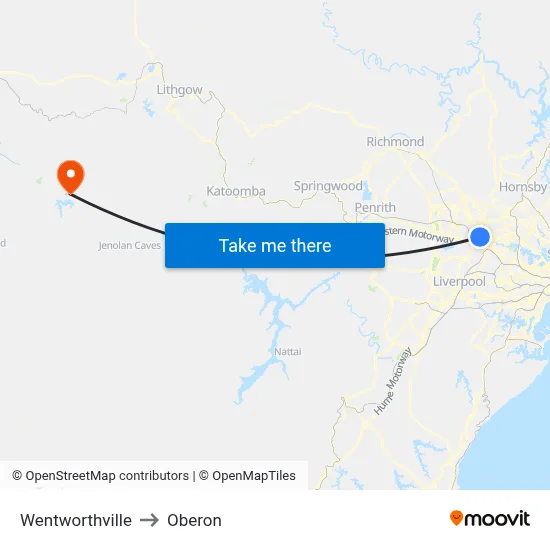 Wentworthville to Oberon map