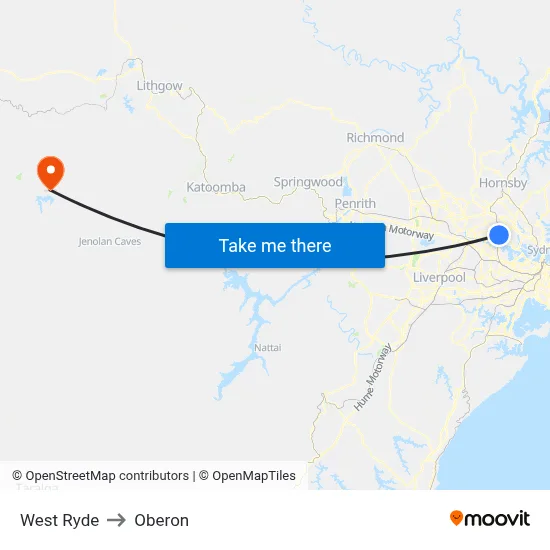 West Ryde to Oberon map