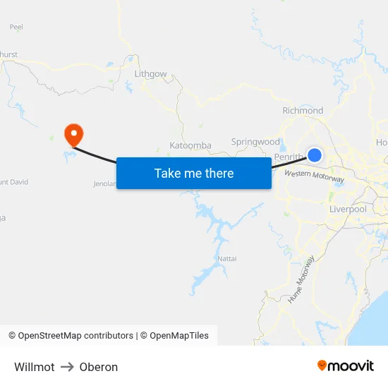 Willmot to Oberon map