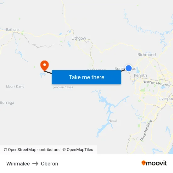 Winmalee to Oberon map