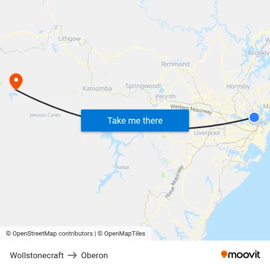Wollstonecraft to Oberon map
