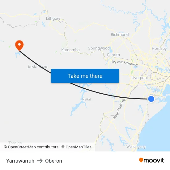Yarrawarrah to Oberon map