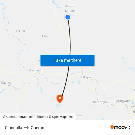 Clandulla to Oberon map