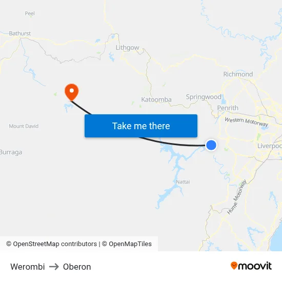 Werombi to Oberon map