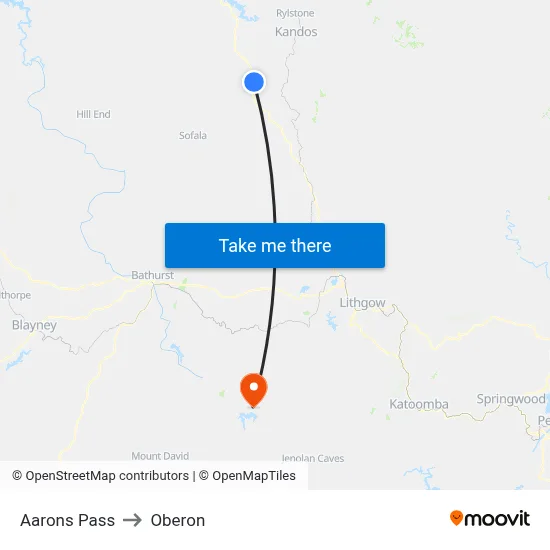 Aarons Pass to Oberon map
