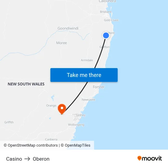 Casino to Oberon map