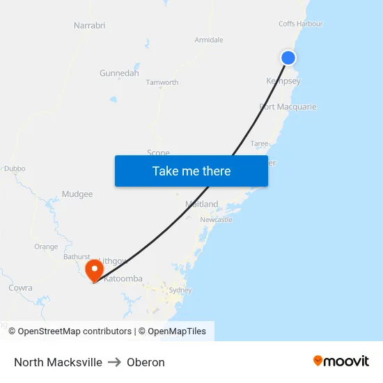 North Macksville to Oberon map