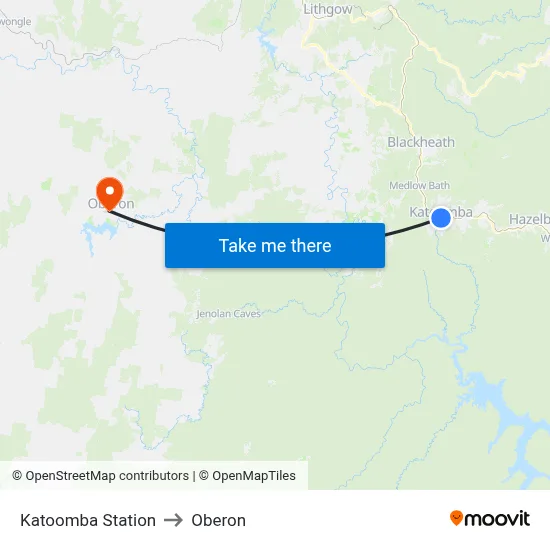 Katoomba Station to Oberon map