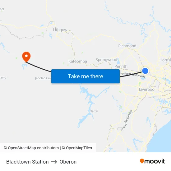 Blacktown Station to Oberon map