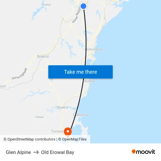 Glen Alpine to Old Erowal Bay map