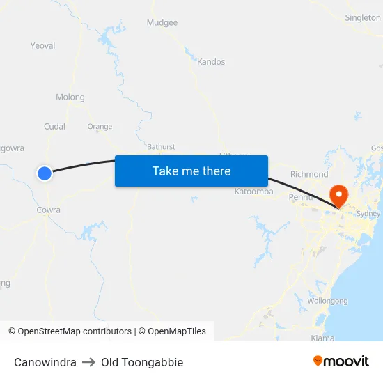 Canowindra to Old Toongabbie map