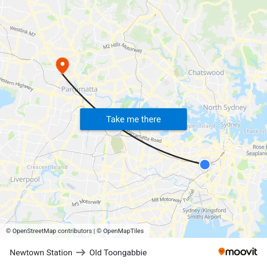 Newtown Station to Old Toongabbie map