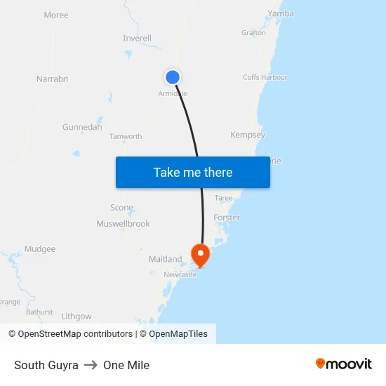 South Guyra to One Mile map
