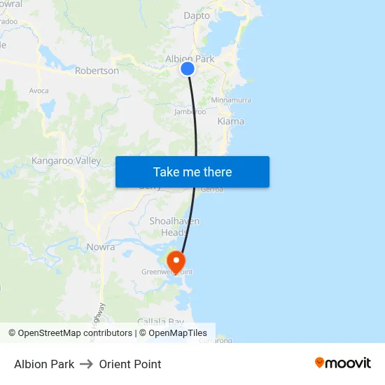 Albion Park to Orient Point map