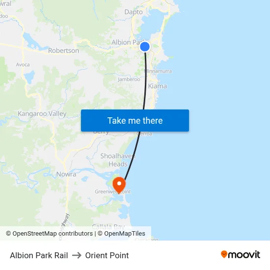Albion Park Rail to Orient Point map