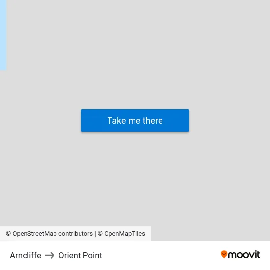Arncliffe to Orient Point map