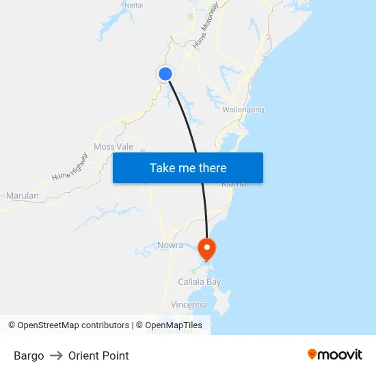 Bargo to Orient Point map
