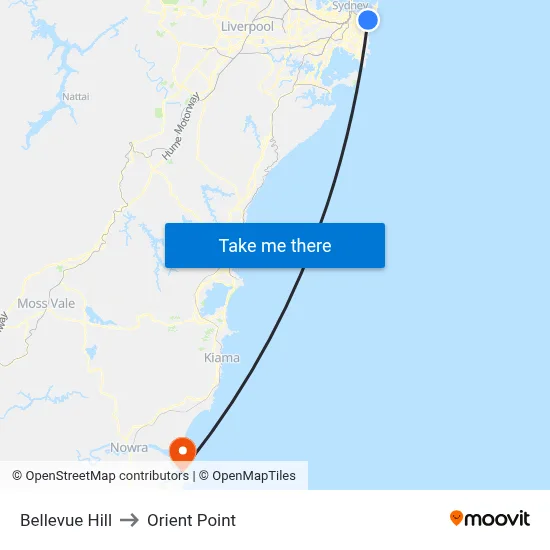 Bellevue Hill to Orient Point map